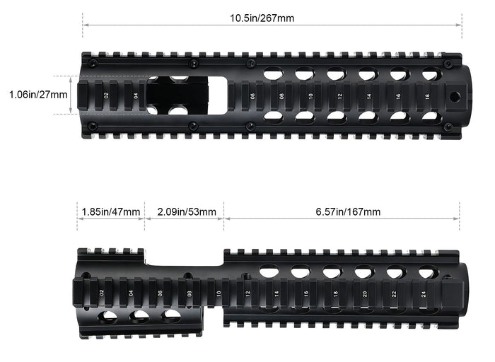 AR-15 Extended Drop-in Quad Rail Handguard Size