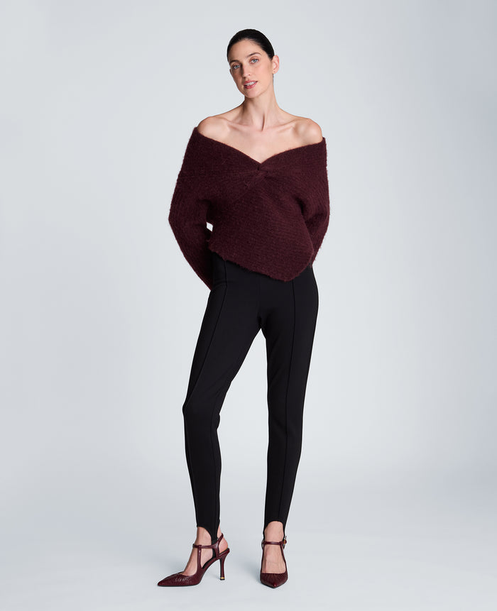 Asymmetrical Drape Neck Chunky Sweater