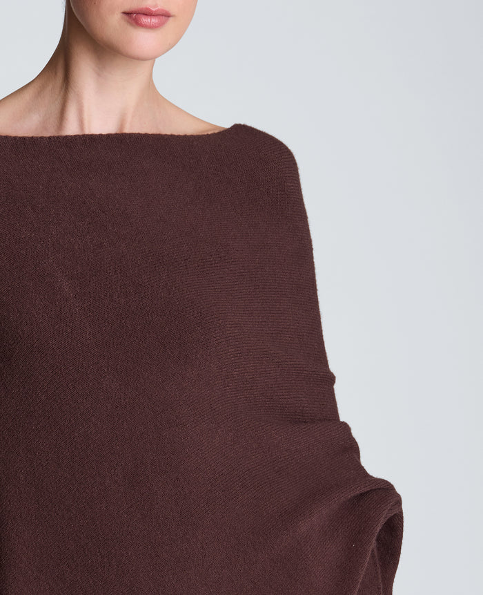Asymmetrical Drape Neck Jersey Body Sweater