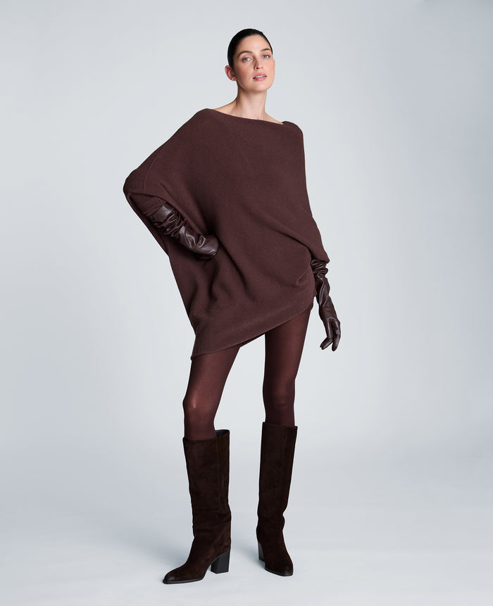 Asymmetrical Drape Neck Jersey Body Sweater
