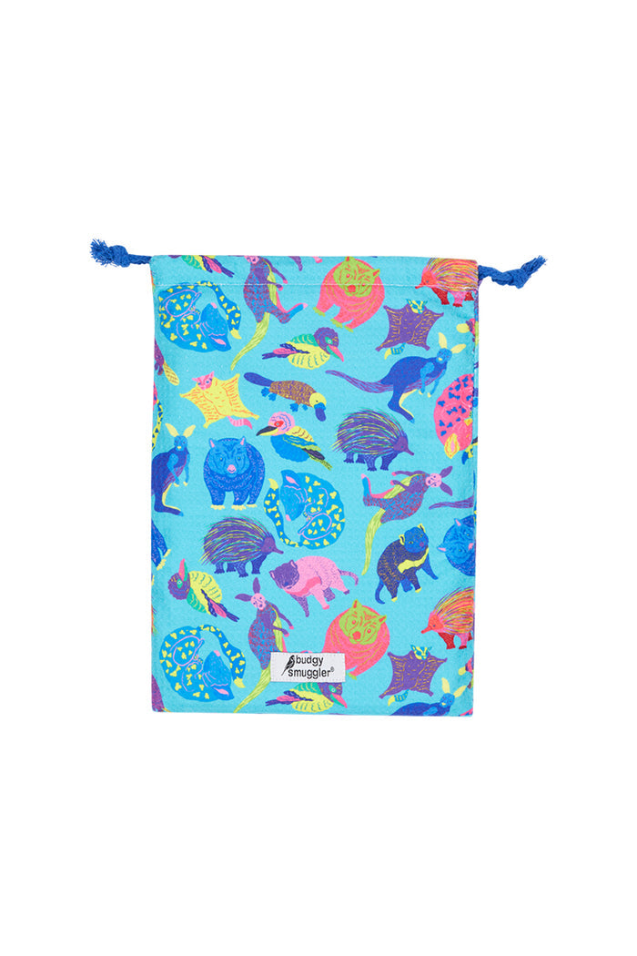 Aussie Battlers double sided beach towel, packed in its matching carry bag