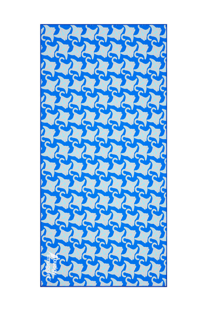 Manta Rays double sided beach towel, front view