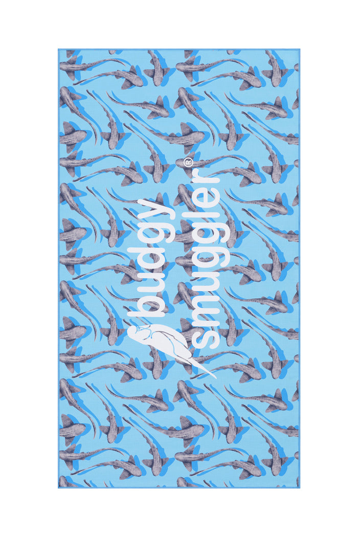 Sharks double sided beach towel, front view