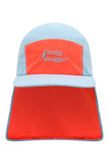 Flap hat in Orange and Blue