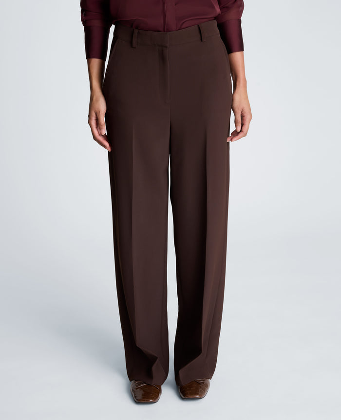 Fly Front High Rise Wide Leg Pants with Slash Pocket