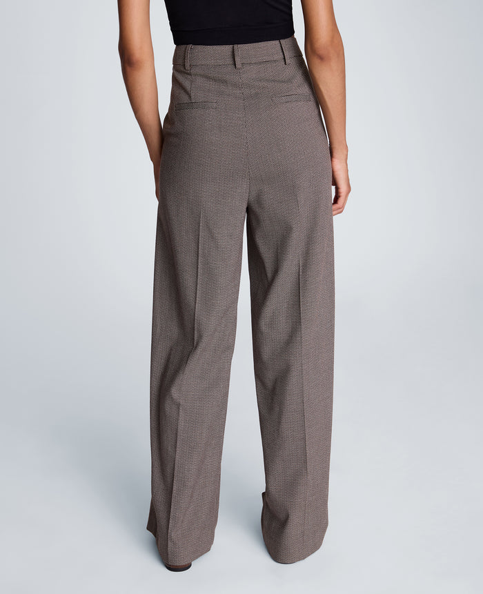 Fly Front High Rise Wide Leg Pants with Slash Pocket