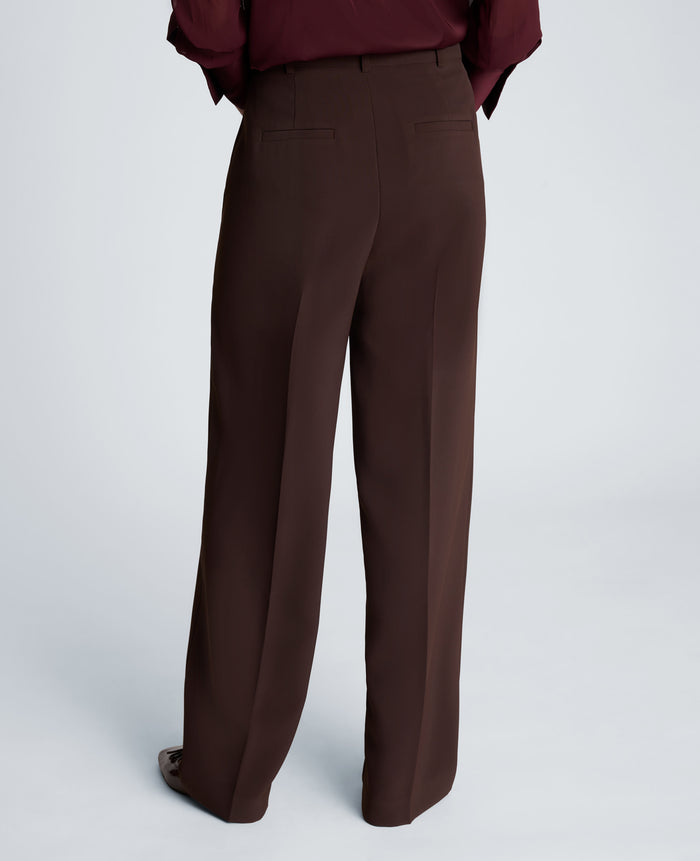 Fly Front High Rise Wide Leg Pants with Slash Pocket
