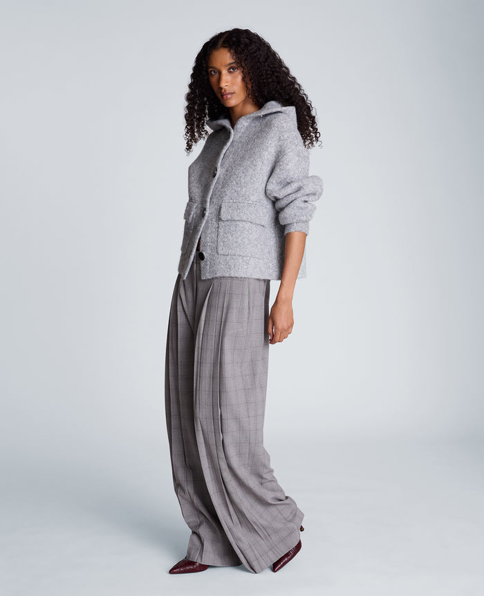 Fly Front Wide Leg Triple Pleat Pant