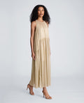 Gathered Halter Neck Foil Maxi Dress