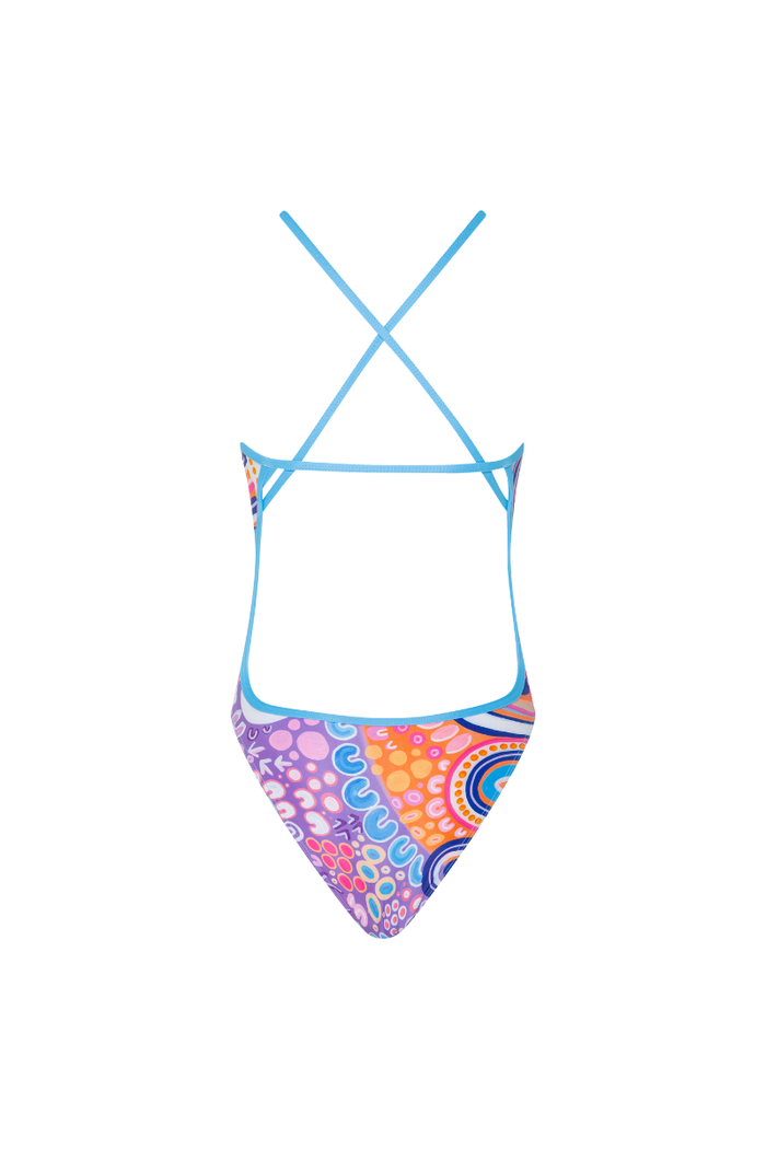 Merindah Gunya Pink women’s swimsuit back view