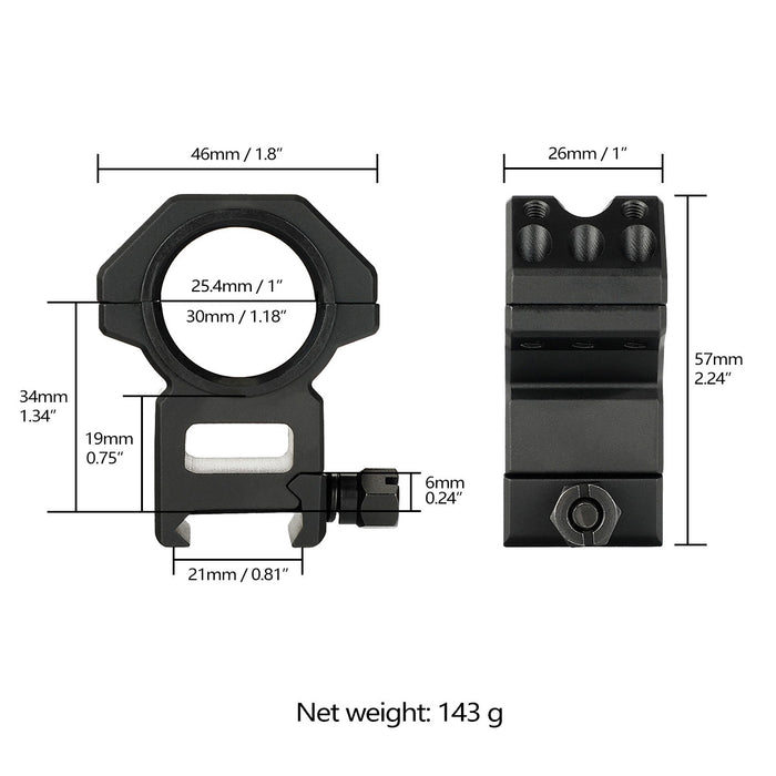 ohhunt 1 inch 30mm Scope Rings with Picatinny Rail on Top High Profile