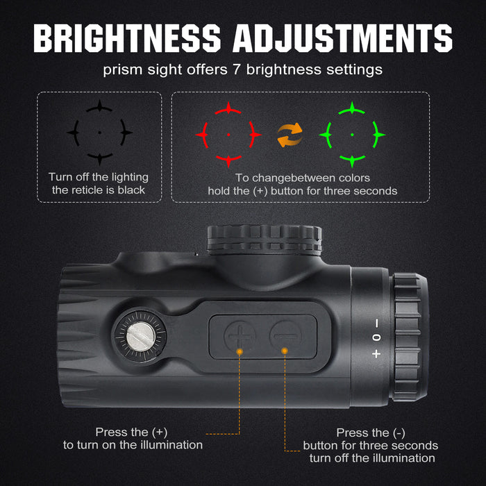 ohhunt® 1X Prism Scope with Shake Awake 2 MOA Red and Green Circle Dot Reticle