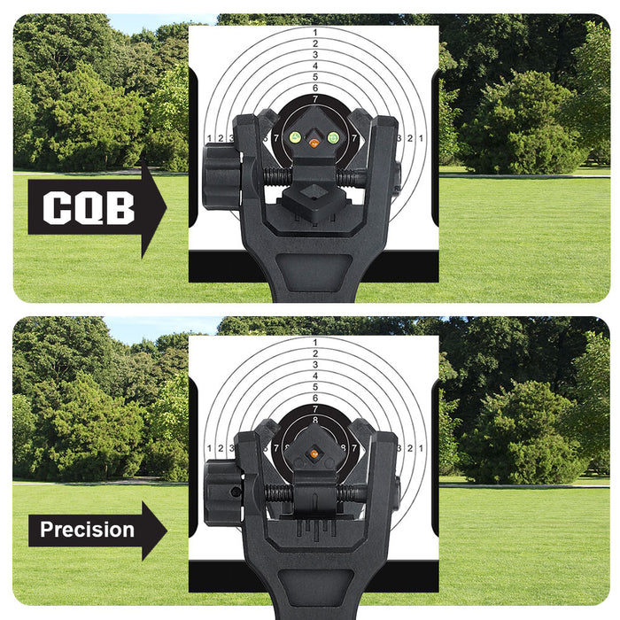 ohhunt 45 Degree Offset Flip Up Front and Backup Rear Sights with Green Red Fiber Optic Dot