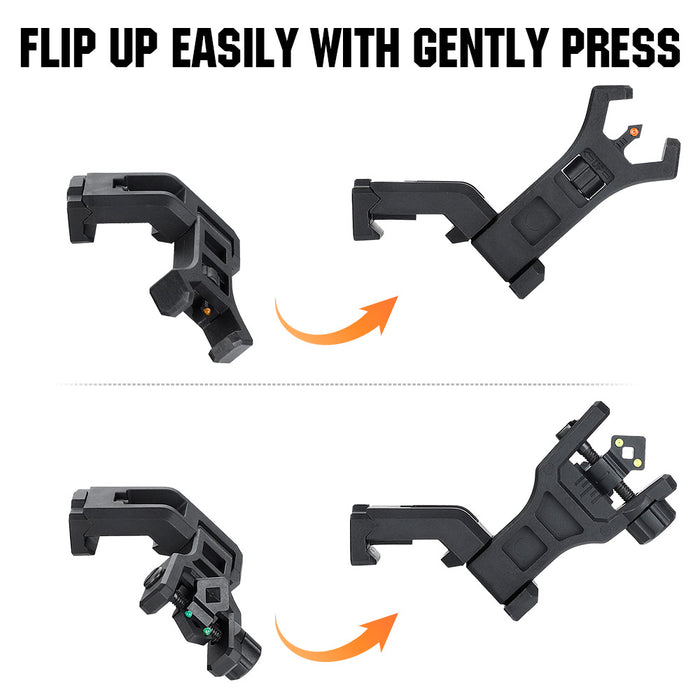 ohhunt 45 Degree Offset Flip Up Front and Backup Rear Sights with Green Red Fiber Optic Dot