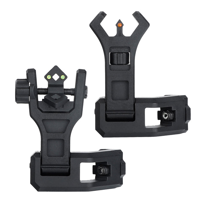 ohhunt 45 Degree Offset Flip Up Front and Backup Rear Sights with Green Red Fiber Optic Dot