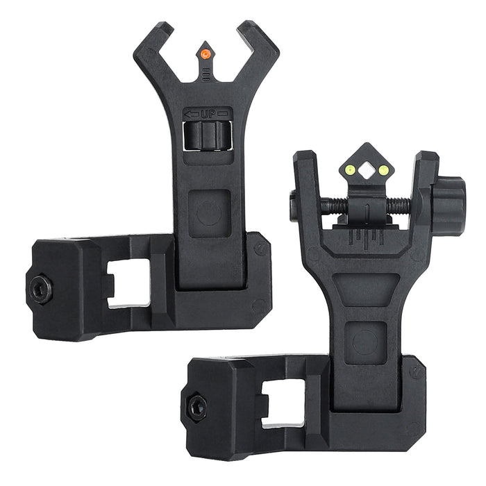 ohhunt 45 Degree Offset Flip Up Front and Backup Rear Sights with Green Red Fiber Optic Dot