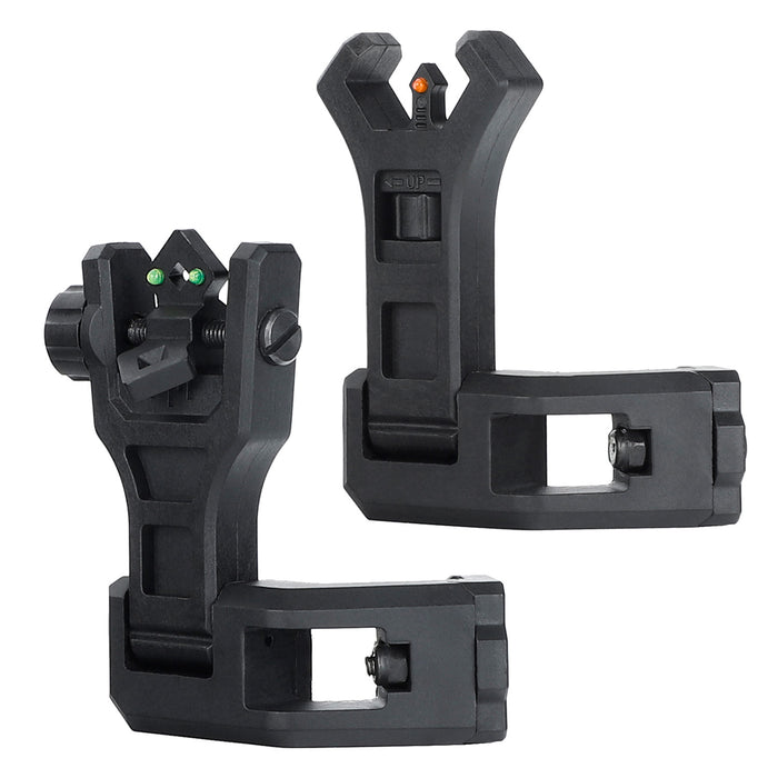 ohhunt 45 Degree Offset Flip Up Front and Backup Rear Sights with Green Red Fiber Optic Dot