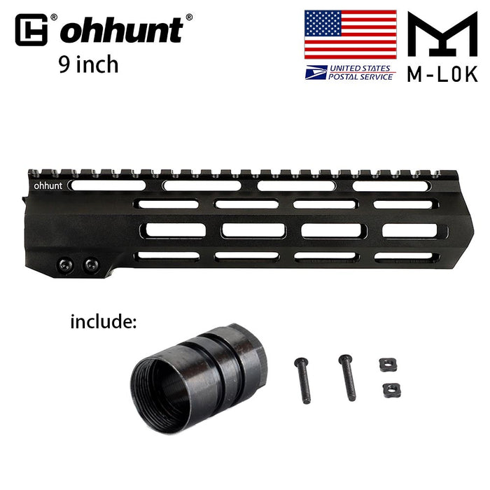 ohhunt® AR-15 9 inch  Free Float M-Lok Handguard With Steel Barrel Nut