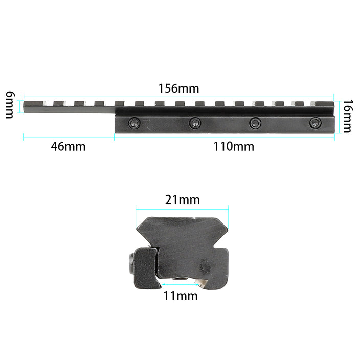 ohhunt® Extension 11mm Dovetail to Picatinny Rail Adapter Convert Mount with Stop Pin - 14 Slots