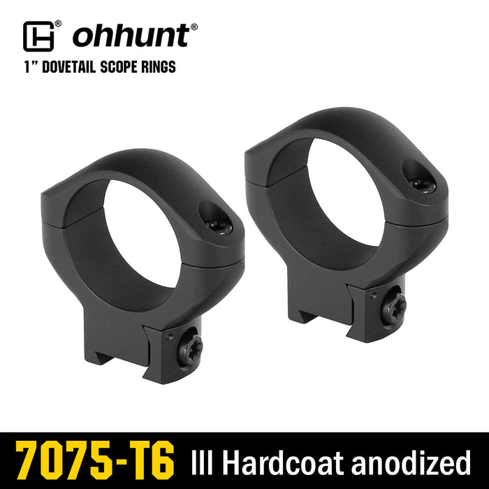 ohhunt® Pro 7075 Aluminum 1 inch Dovetail Scope Rings - Low Profile