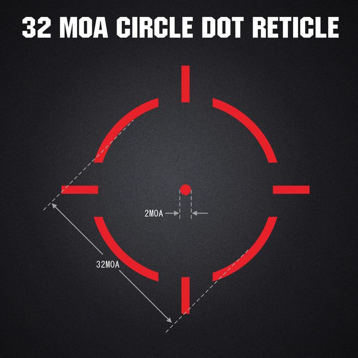 2 MOA Dot & 32 MOA Circle Dot Reticle
