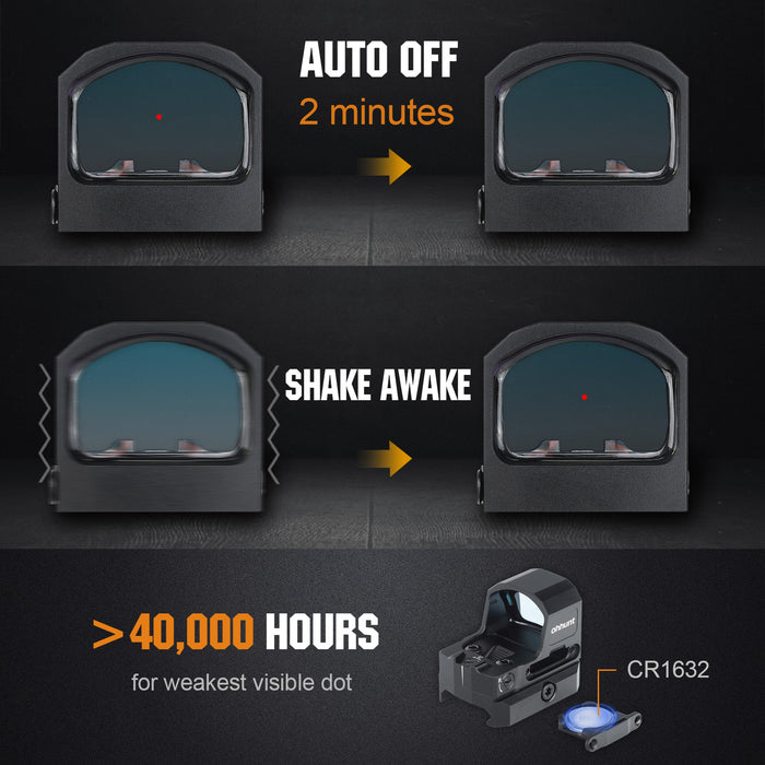 ohhunt® RD U3 Large Window 3 MOA Shake Awake Red Dot Sight with RMSc Footprint and Picatinny Mount