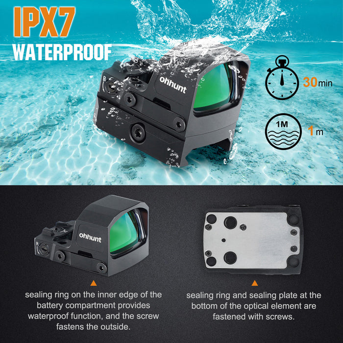ohhunt® RD U3G Large Window 3 MOA Shake Awake Green Dot Sight with RMSc Footprint and Picatinny Mount
