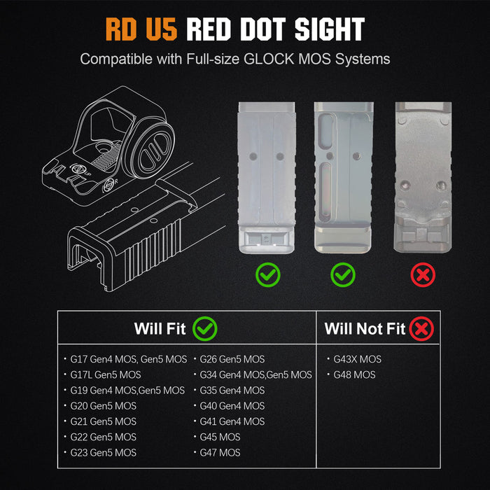 Green Dot Sight Compatible with Full-Size Glock MOS Systems