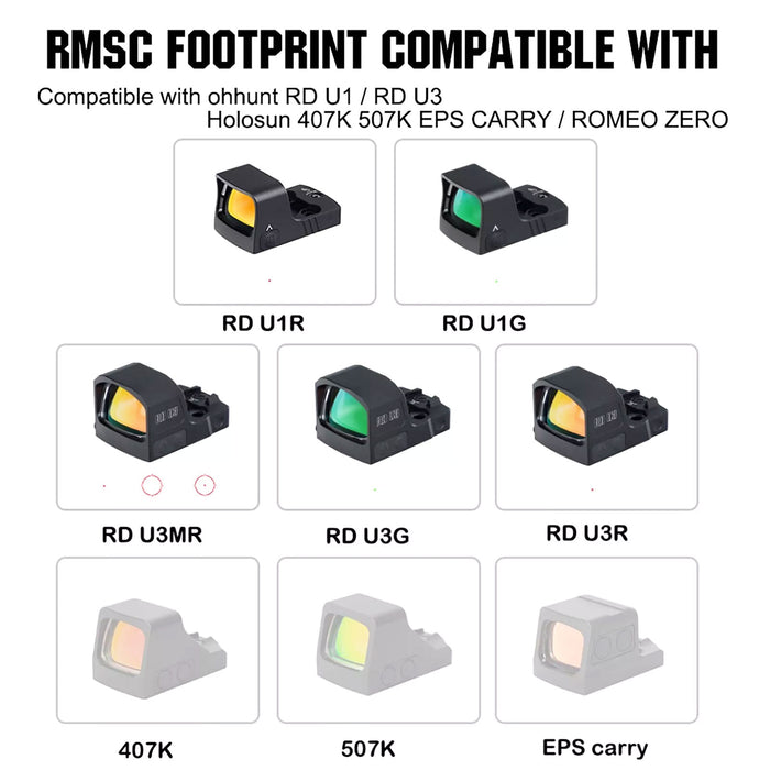 ohhunt® Red Dot Mount Adapter Plate for Glock 17 19 MOS Compatible with RMSc Cut Optic Holosun 407K/507K/EPS Carry/EPS/RomeoZero