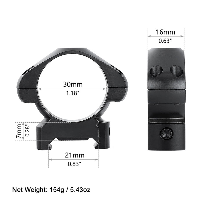 ohhunt® Steel 30mm Picatinny Scope Rings - Low Profile 0.28"