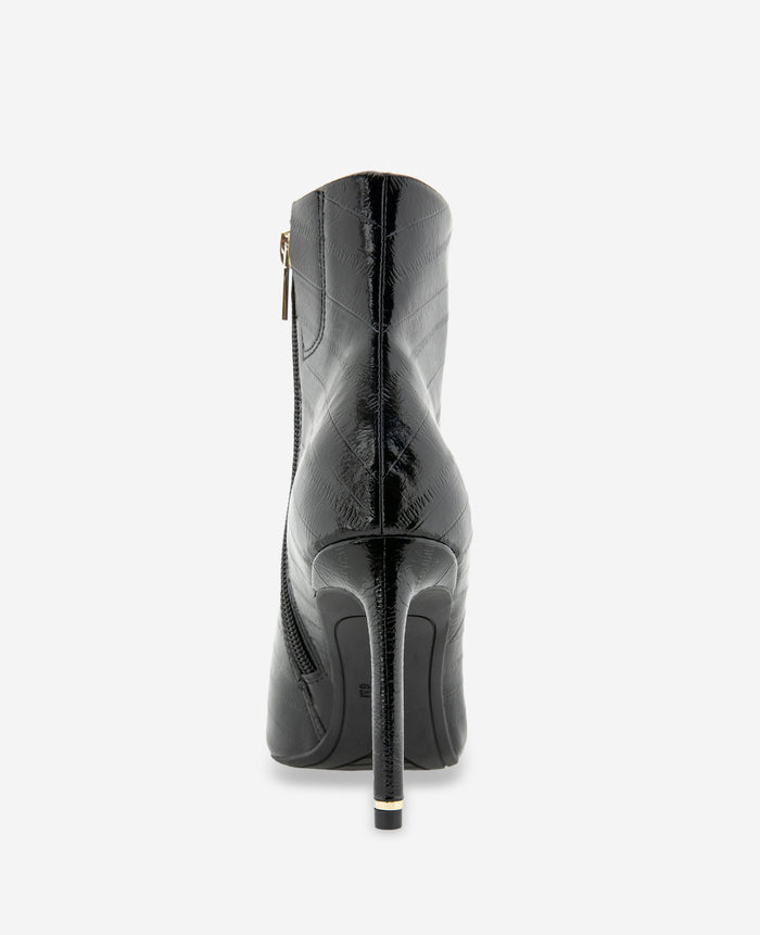 Quincy Embossed Eel Heel Ankle Bootie
