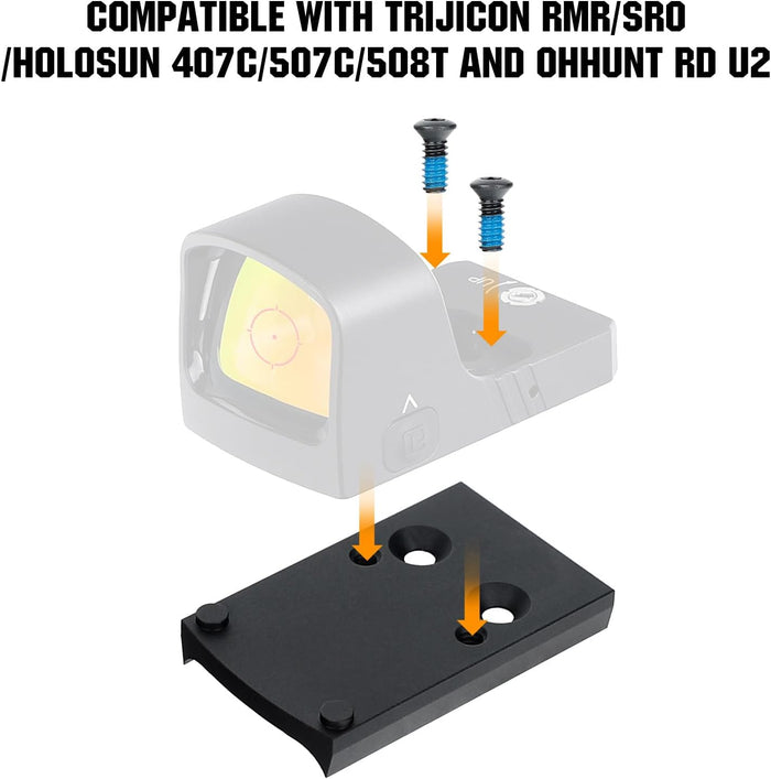 Red Dot Adapter Plate Compatible with RMR Footprint Red Dot Holosun 407C/507C/508T for Glock