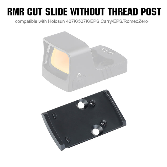 his RMR to RMSc Adapter Plate fit RMR Cut Slide Without Thread Post.