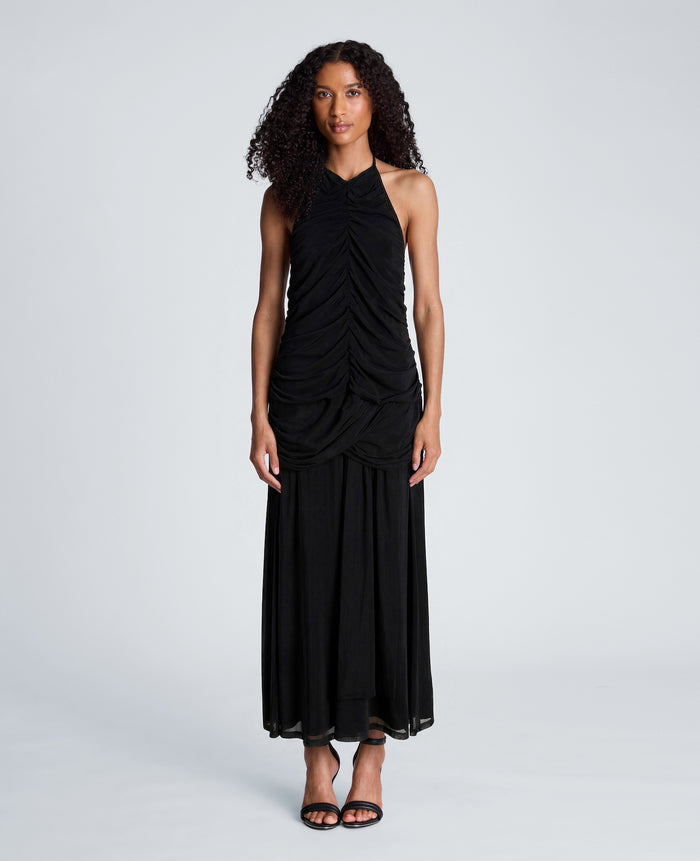 Ruched Halter Maxi Dress