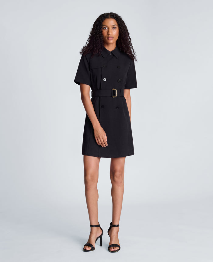 Short Sleeve Micro Tech Mini Trench Dress