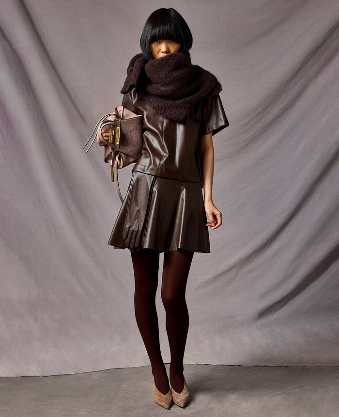 Side Zip Seam Flare Skirt