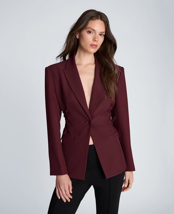 Slim One Button Jacket with Side Lacing