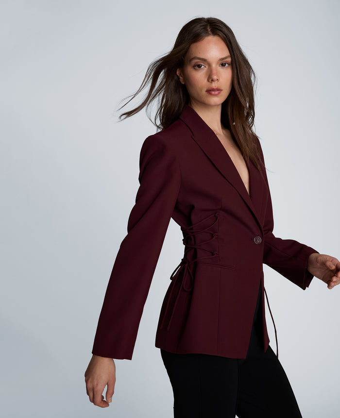 Slim One Button Jacket with Side Lacing