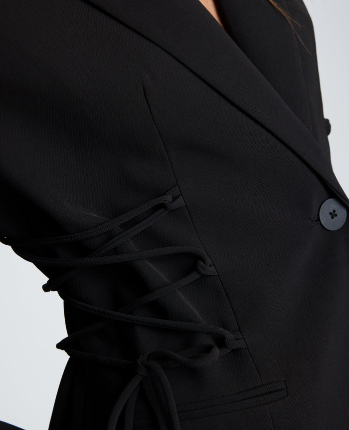 Slim One Button Jacket with Side Lacing