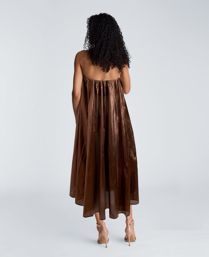 Strapless Foil Maxi Dress