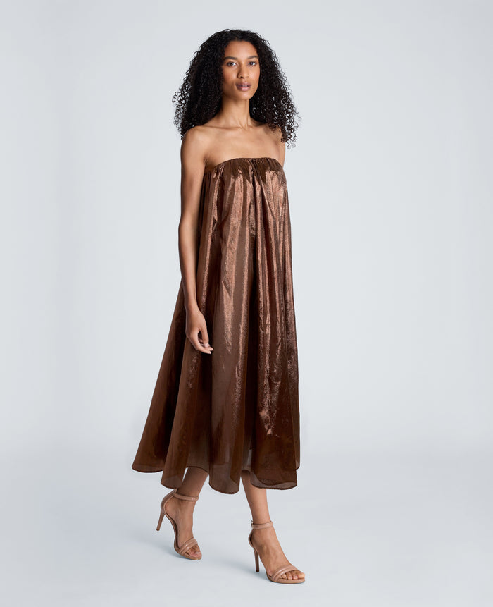 Strapless Foil Maxi Dress