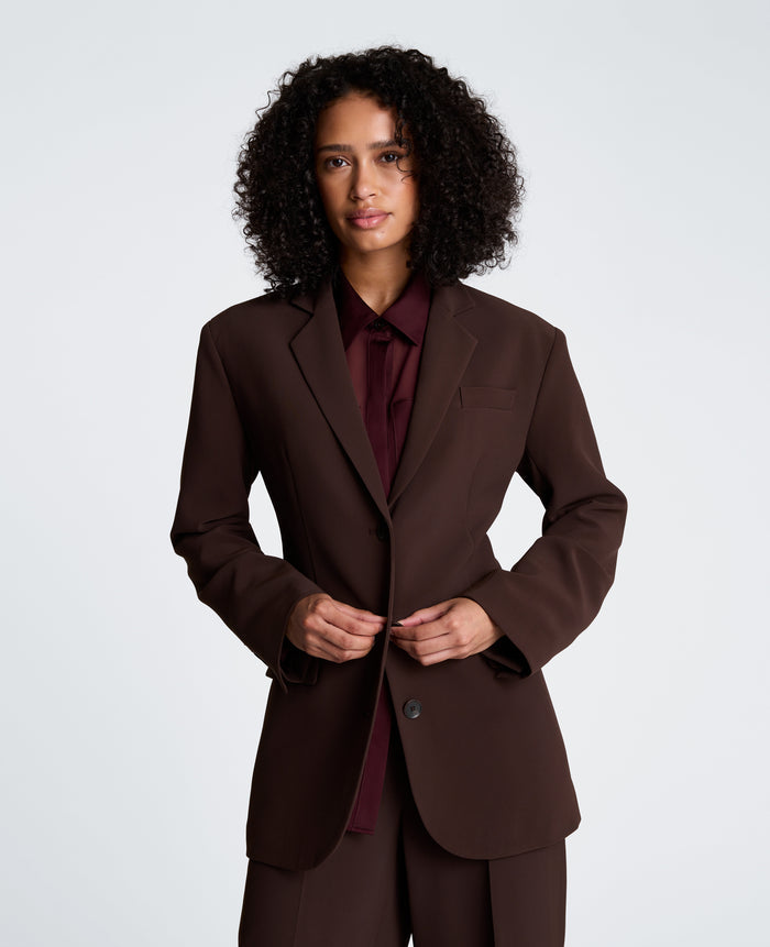 Three Button Boyfriend Jacket with Flap Pockets