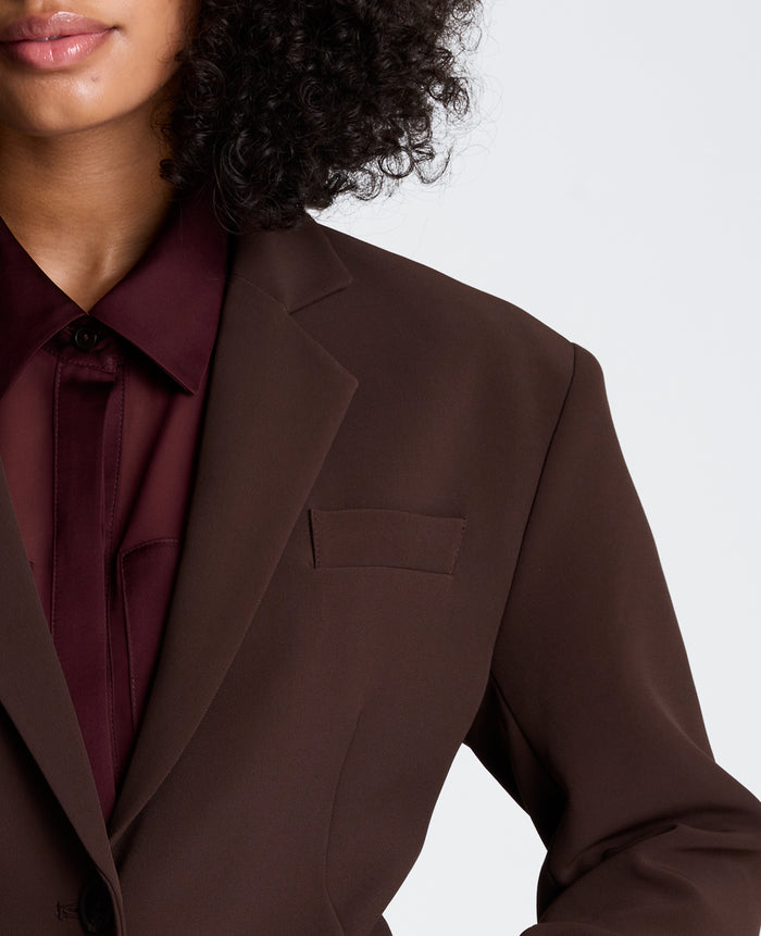 Three Button Boyfriend Jacket with Flap Pockets