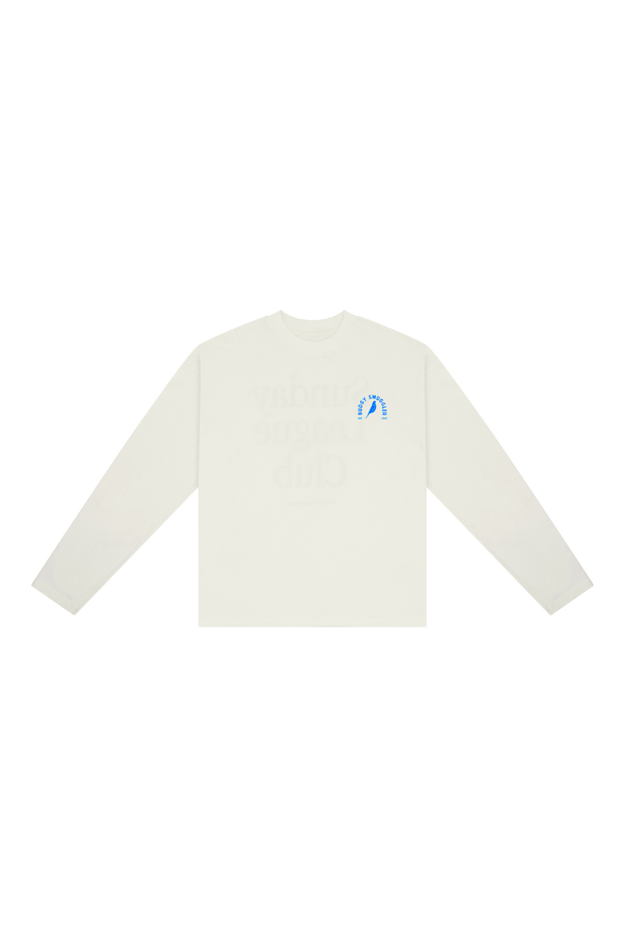 White Long Sleeve Tee with Budgy Arch